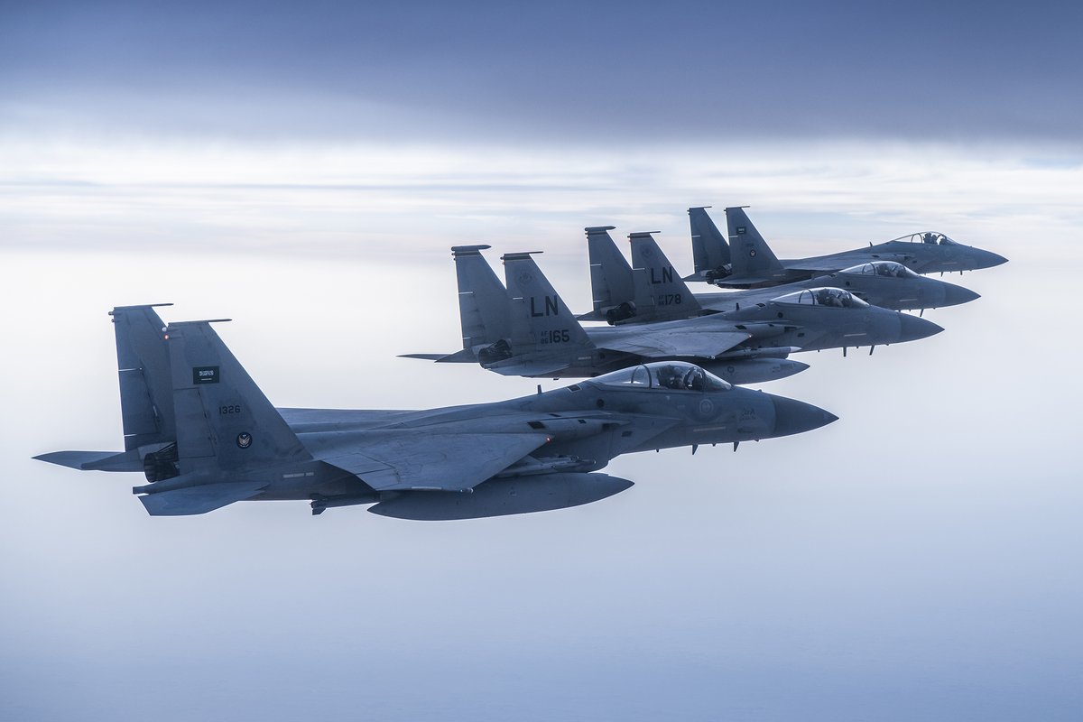 Saudi outlets releasing pictures of Saudi F-15 flying alongside US F-15 and Saudi + US air-to-air refueling aircraft in the Saudi/Persian Gulf   