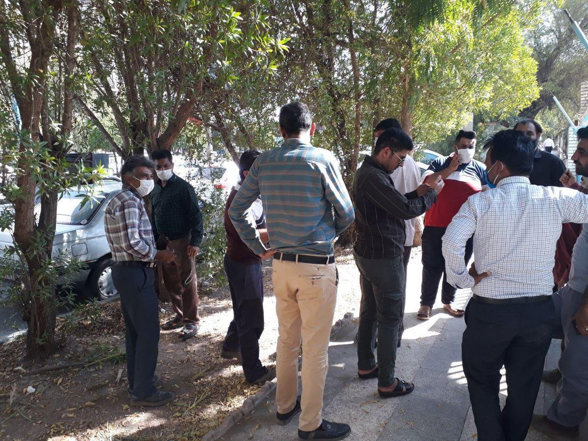 Ahvaz, SW Iran  Contract workers of the Ahwaz Water and Sewage Dept. gathered today outside the Khuzestan Water and Sewage Co. to demand their unpaid wages. 