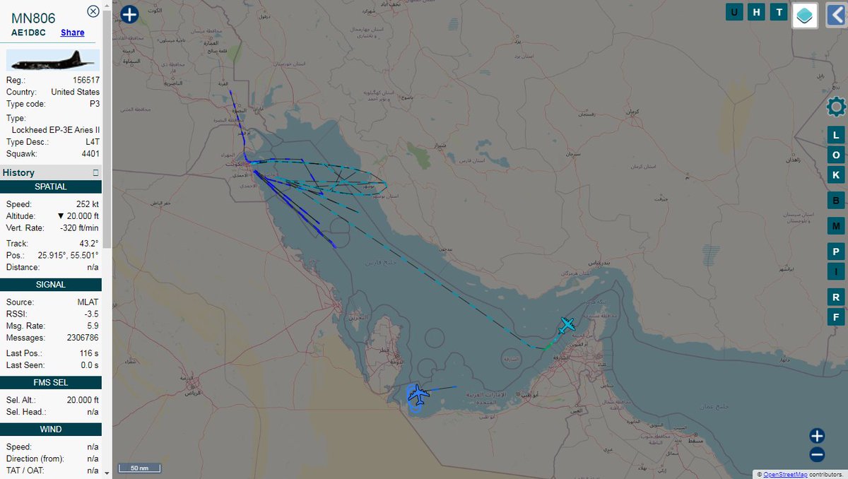 US Navy EP-3E Aries II MN806 patrolling the PersianGulf