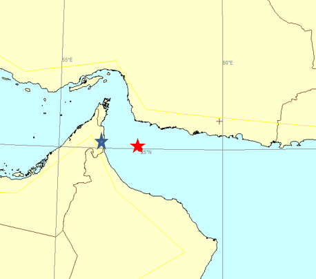 UKMTO: An Incident is currently underway in position 2502.00NN 05728.54E. Incident upgraded to Potential Hijack