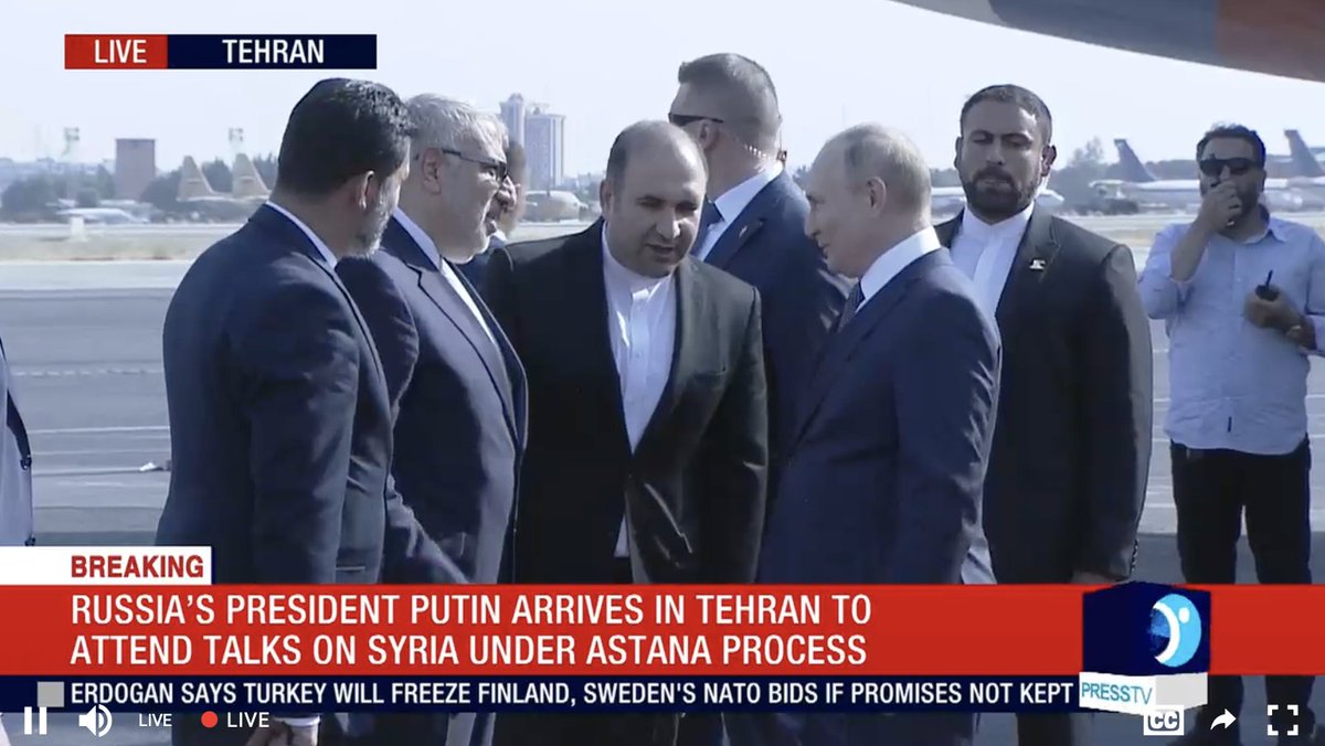 Putin is on the ground. Like Erdogan, Iran's oil minister welcomed him at the airport
