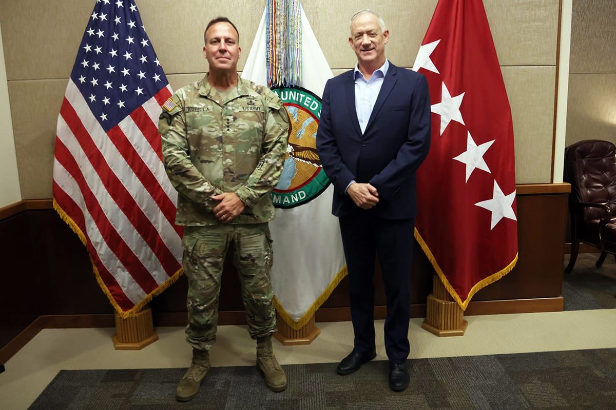 Defense Minister Gantz met with CENTCOM chief Kurilla in Tampa, Florida earlier to discuss ways to increase cooperation between Israel and US military, methods for countering Iranian threat in the Middle East, and a Plan B to the nuclear deal