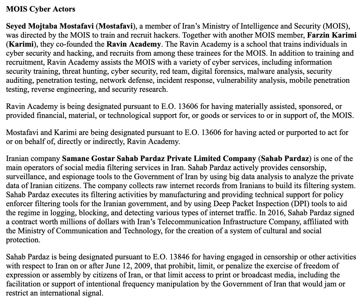 US sanctions Iran officials for protest crackdowns & internet censorship  @USTreasury targeting - IRGC leaders, Sistan/Baluchistan provincial officials, prison officials & cyber actors with Iran's Ministry of Intelligence & Security