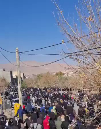 Mahabad, northwest Iran  Large number of people attending the funeral of Azad Hosseinpour, killed by the government's security forces, were chanting anti-government slogans