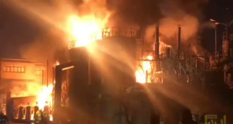Azar Shahr, East Azerbaijan Province of Iran  Fire in motor oil factory