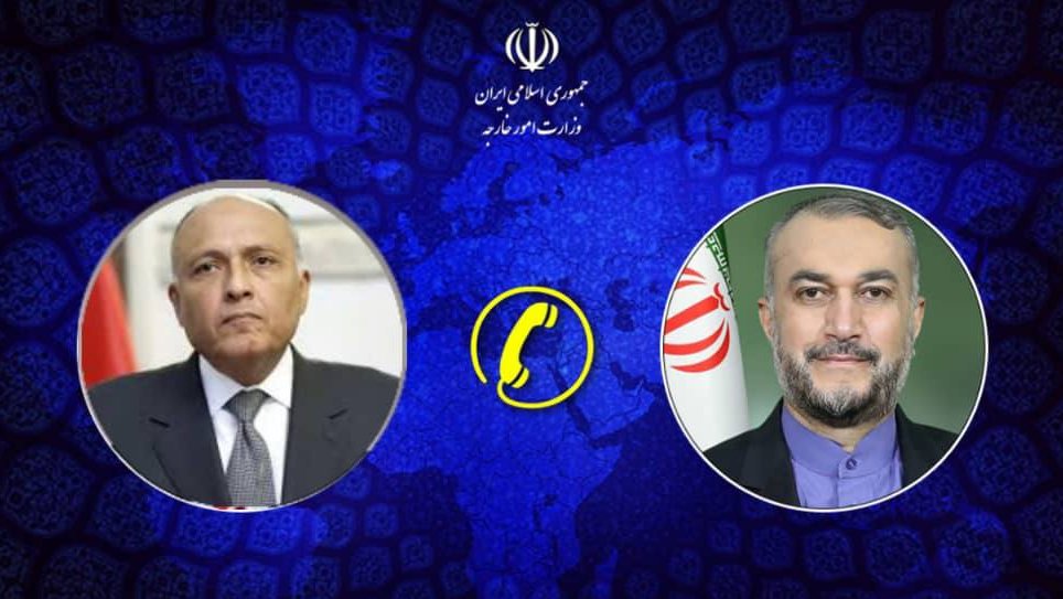 Iran and Egypt FMs, in a phone call, discussed stopping attacks and sending humanitarian aid to Gaza. Egypt FM briefed Iran FM on recent Cairo conference & Iranian FM praised Cairo’s efforts. Iran FM said Tehran is ready to send humanitarian aid to Gaza through Egypt