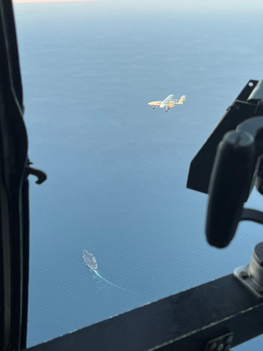 Aircraft from Dwight D Eisenhower Carrier Air Wing intercepts an Iranian UAV operating in an unsafe and unprofessional manner during aircraft carrier flight operations in the Arabian Gulf. The U.S. Navy will continue to fly and sail where international law allows