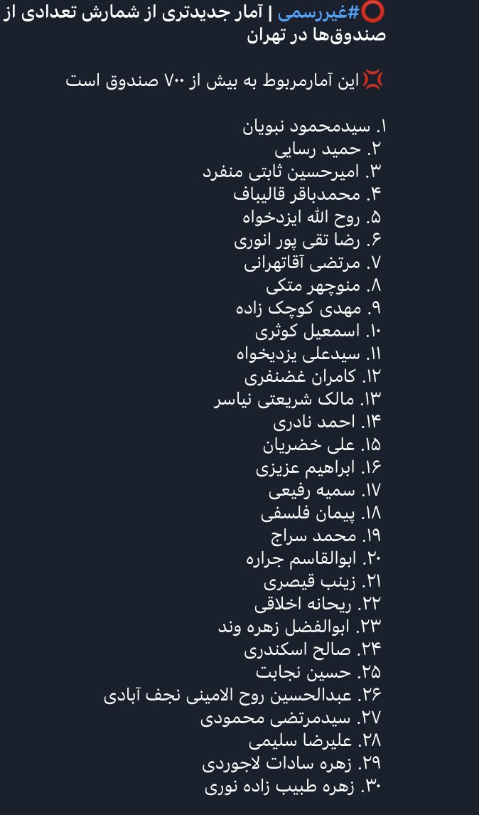 Unofficial results from parliamentary selections in Tehran circulating on Telegram. Speaker of parliament Mohammad Bagher Ghalibaf didn't even rank first. Looks like former Iran foreign minister Manouchehr Mottaki will be become the first former foreign minister to be a member