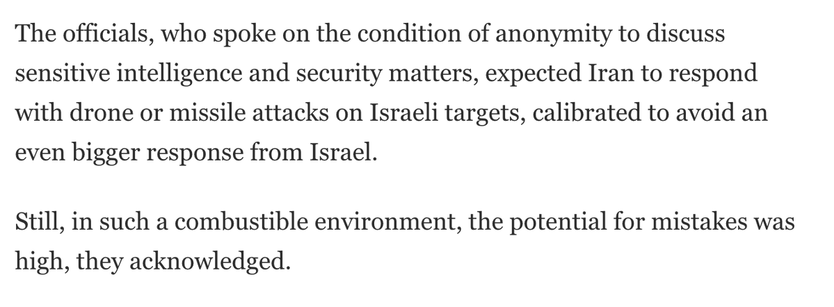 Iran is expected to respond with drone or missile attacks on Israeli targets, calibrated to avoid an even bigger response from Israel, four U.S., Israeli, and other Western officials say - The Washington Post
