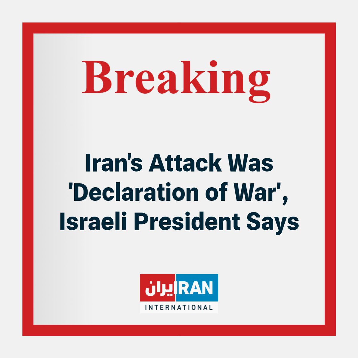 Iran's attack on Israel was a declaration of war, Israeli President @Isaac_Herzog told Sky News. We were attacked last night from four corners of the Middle East with proxies shooting at us, firing missiles and ballistic missiles, drones and cruise missiles, he said.