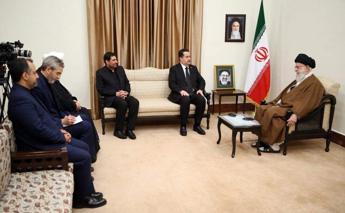 Iraq’s Prime Minister Al-Sudani met Iran’s Leader Ayatollah Ali Khamenei in Tehran, expressing condolences for the loss of Iranian president and foreign minister in a helicopter crash