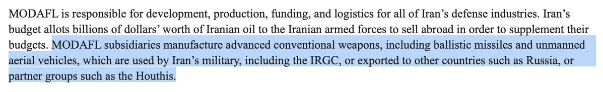 Per @USTreasury, Iran' network of exchange houses & companies in HongKong UAE & Marshall Islands moved moved hundreds of millions for dollars’ worth of revenue from oil sales, currency exchangesThe money is then used to procure/develop drones & other weaponry