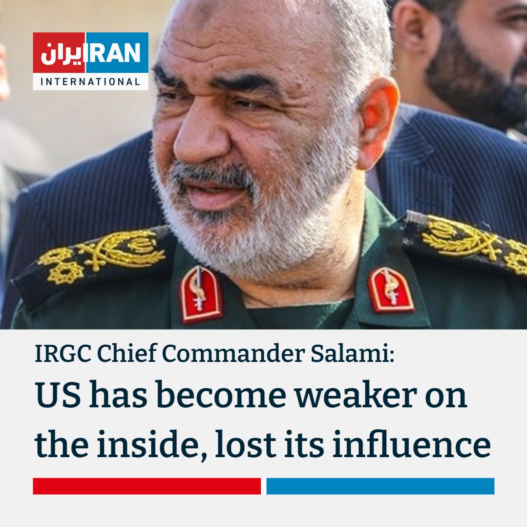 IRGC Chief-Commander Hossein Salami said on Monday that the Islamic Republic of Iran has made the United States weaker on the inside over the past decades. We have worn down America. Don’t think this is the same America of 20 or 30 years ago. This America has become smaller and weaker, losing its influence gradually due to the friction and erosion caused by the Islamic Revolution, Salami said.It has become osteoporotic. Perhaps America still appears formidable on the outside, but it is weak on the inside.