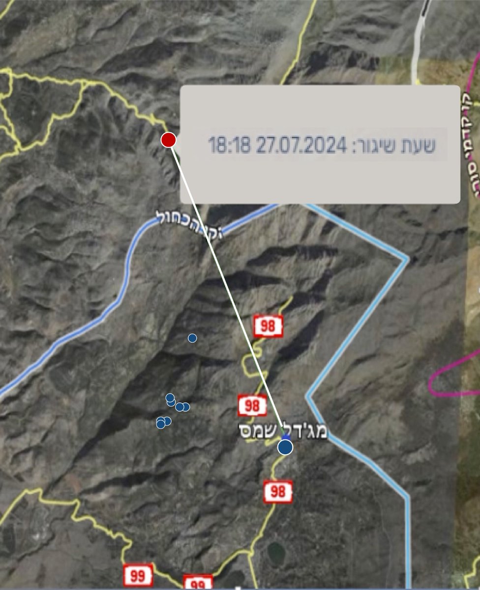 Die israelische Armee veröffentlicht Beweise dafür, dass am Ort des Raketenangriffs in Majdal Shams gestern gefundene Splitter mit einer iranischen Falaq-1-Rakete übereinstimmen, die von der Hisbollah eingesetzt wird. Die israelische Armee veröffentlicht auch die Flugbahn der schweren Rakete, die aus der Region Chebaa im Südlibanon abgefeuert wurde.