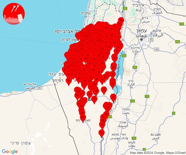 Alertas continuas en todo Israel en nuevas oleadas