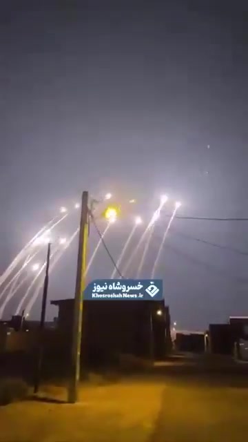 Reported footage showing the launch of multiple ballistic missiles from Iran earlier this evening