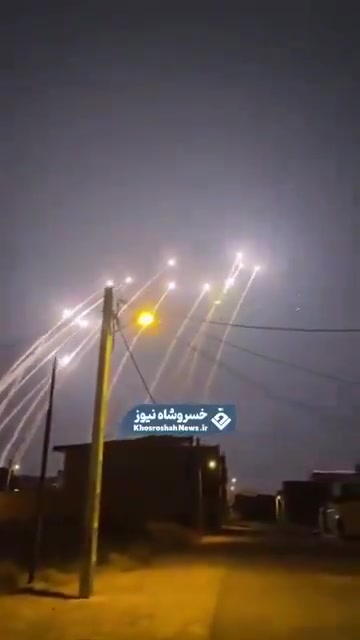 Reported footage showing the launch of multiple ballistic missiles from Iran earlier this evening