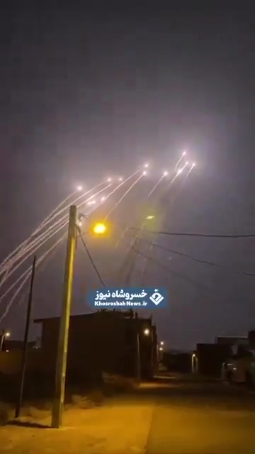 Reported footage showing the launch of multiple ballistic missiles from Iran earlier this evening