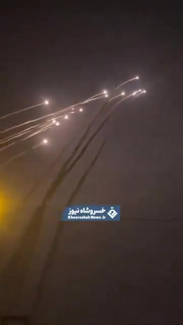 Reported footage showing the launch of multiple ballistic missiles from Iran earlier this evening