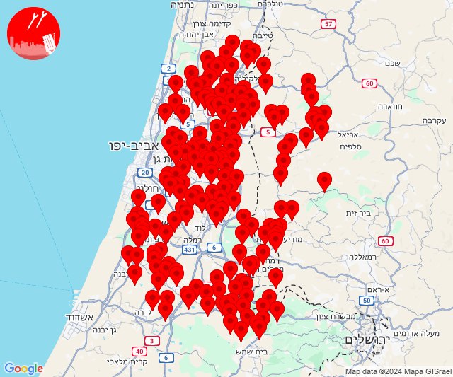 Powszechne ostrzeżenia przed atakiem rakietowym w centralnym Izraelu