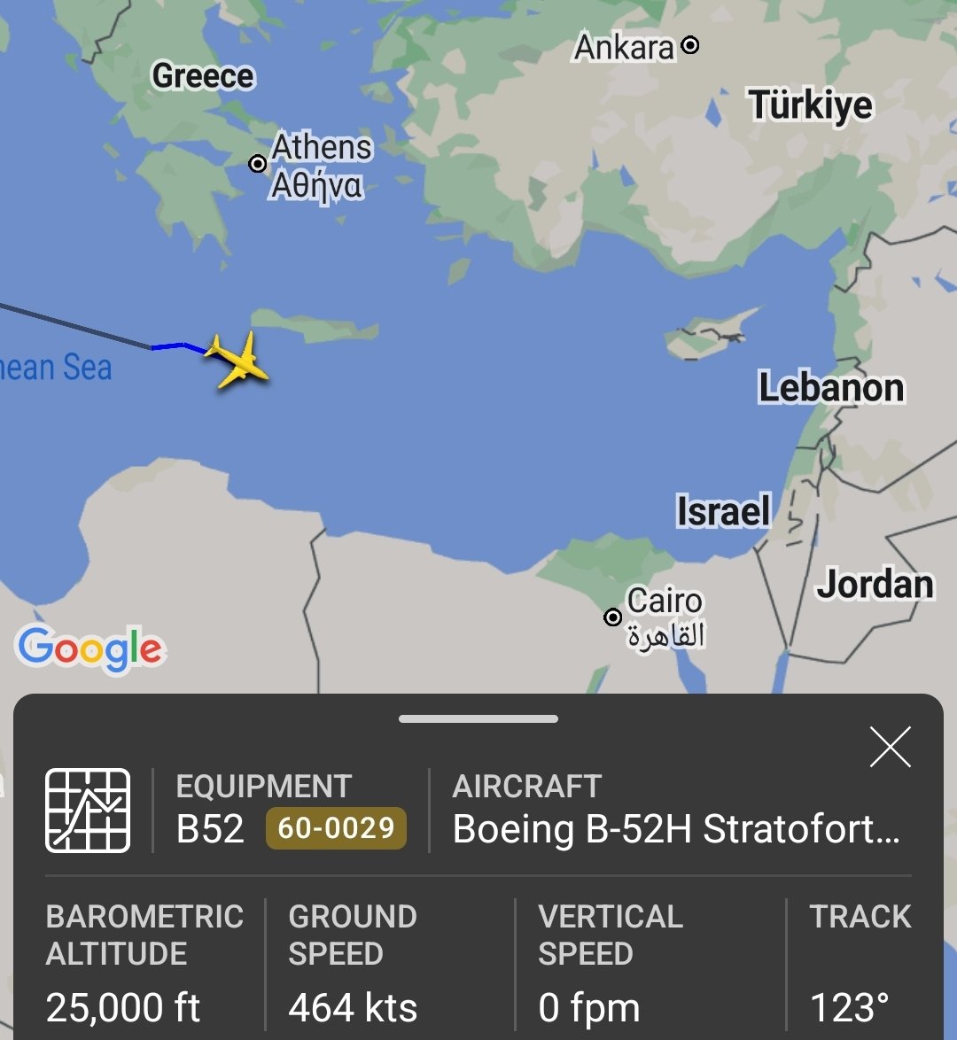 At least two B52s moving to the Middle East