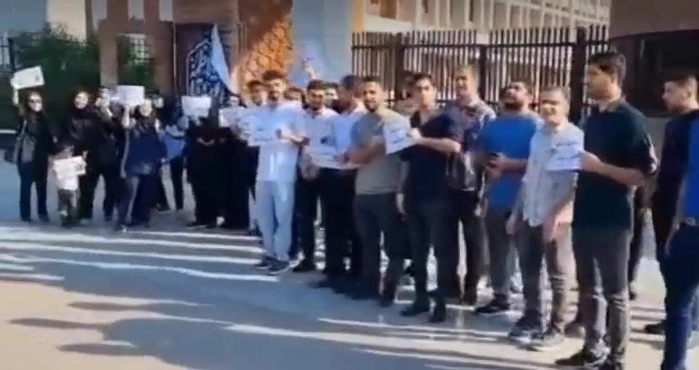 Ahvaz, southwest Iran: Nurses rally in front of the provincial governorate, protesting the government's lack of response to their outstanding demands for better working conditions and decent wages