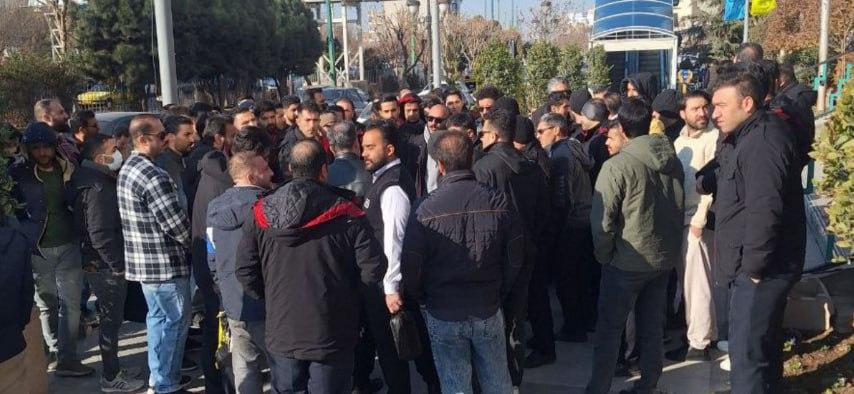 Karaj, northern Iran: Firefighters rally to protest the reduction of their salaries. This is a widespread problem among municipality employees