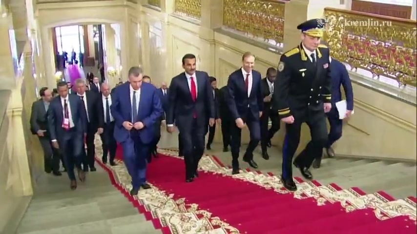 Coinciding with the Iran Foreign Minister's visit to Moscow, the Emir of Qatar has also traveled to Russia. Putin and the Emir of Qatar met moments ago at the Kremli