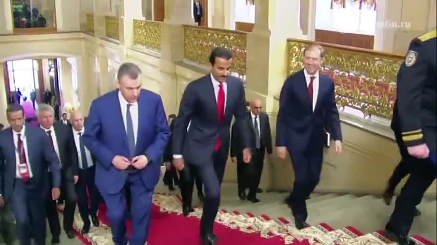 Coinciding with the Iran Foreign Minister's visit to Moscow, the Emir of Qatar has also traveled to Russia. Putin and the Emir of Qatar met moments ago at the Kremli