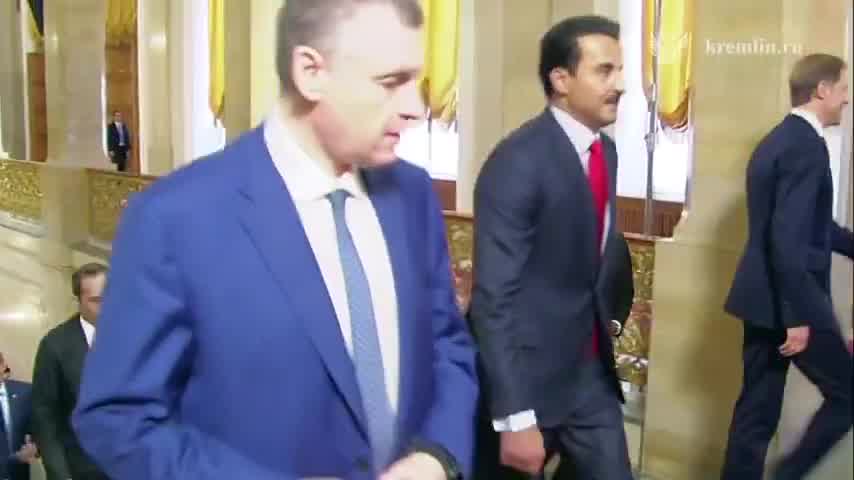 Coinciding with the Iran Foreign Minister's visit to Moscow, the Emir of Qatar has also traveled to Russia. Putin and the Emir of Qatar met moments ago at the Kremli