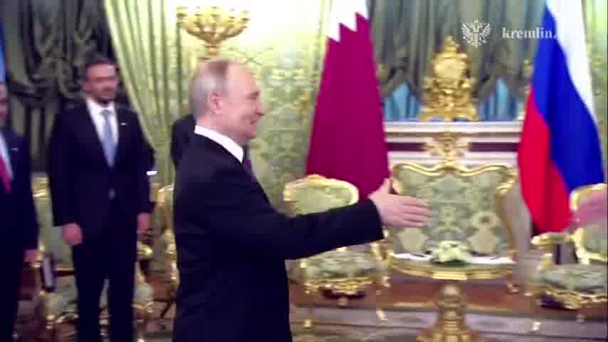 Coinciding with the Iran Foreign Minister's visit to Moscow, the Emir of Qatar has also traveled to Russia. Putin and the Emir of Qatar met moments ago at the Kremli