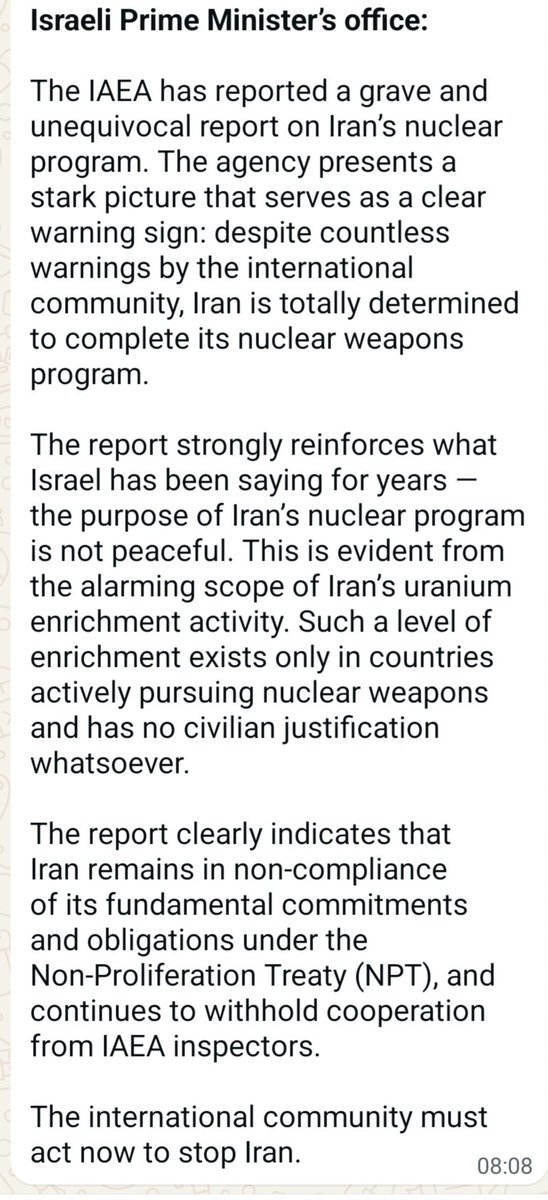 Netanyahu releases an unusual statement on Shabbat in response to the IAEA reports about Iran's nuclear program