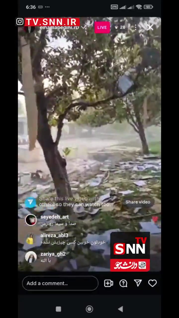 An Instagram live video by state TV presenter Elham Abedini shows the extent of damage caused by the Israeli airstrikes