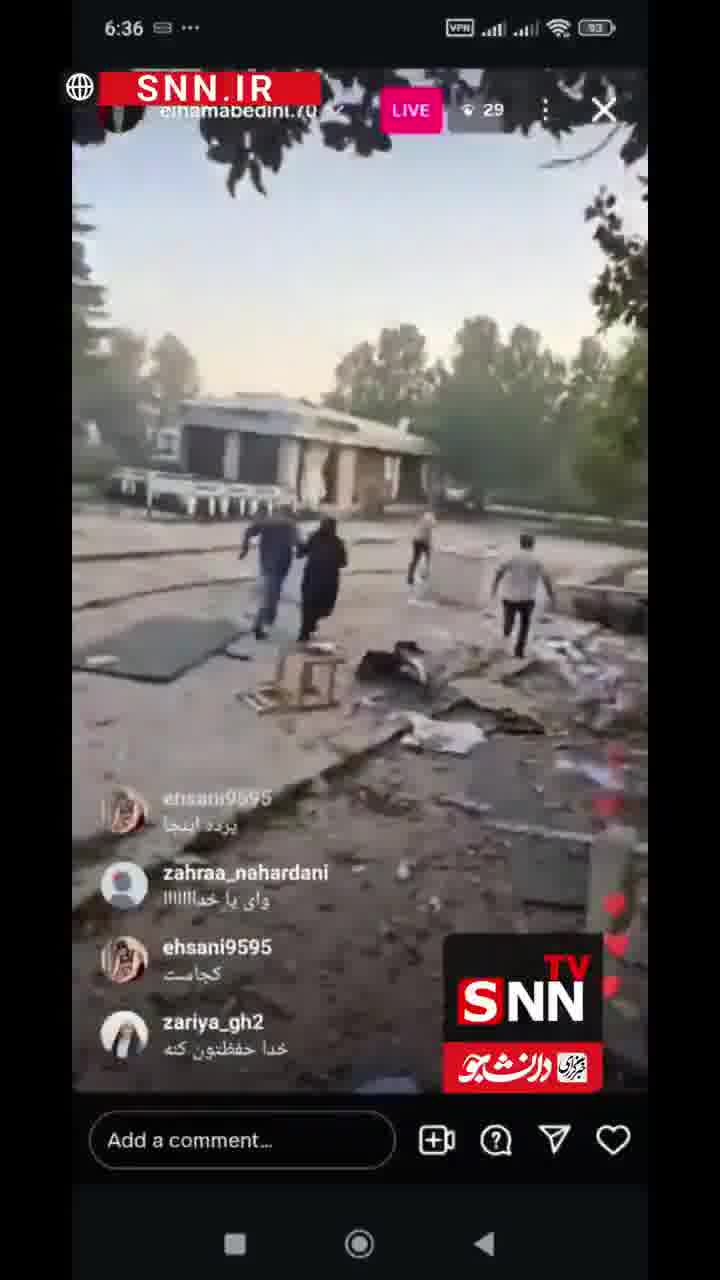 An Instagram live video by state TV presenter Elham Abedini shows the extent of damage caused by the Israeli airstrikes