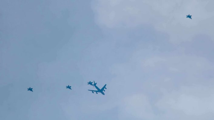 Four F-35A fighter jets, accompanied by KC-135 tankers and en route to the Middle East, were spotted over Italy, according to The Aviationist