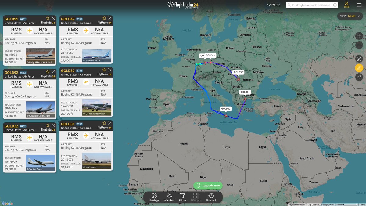 USAF planes noted airborne over Europe