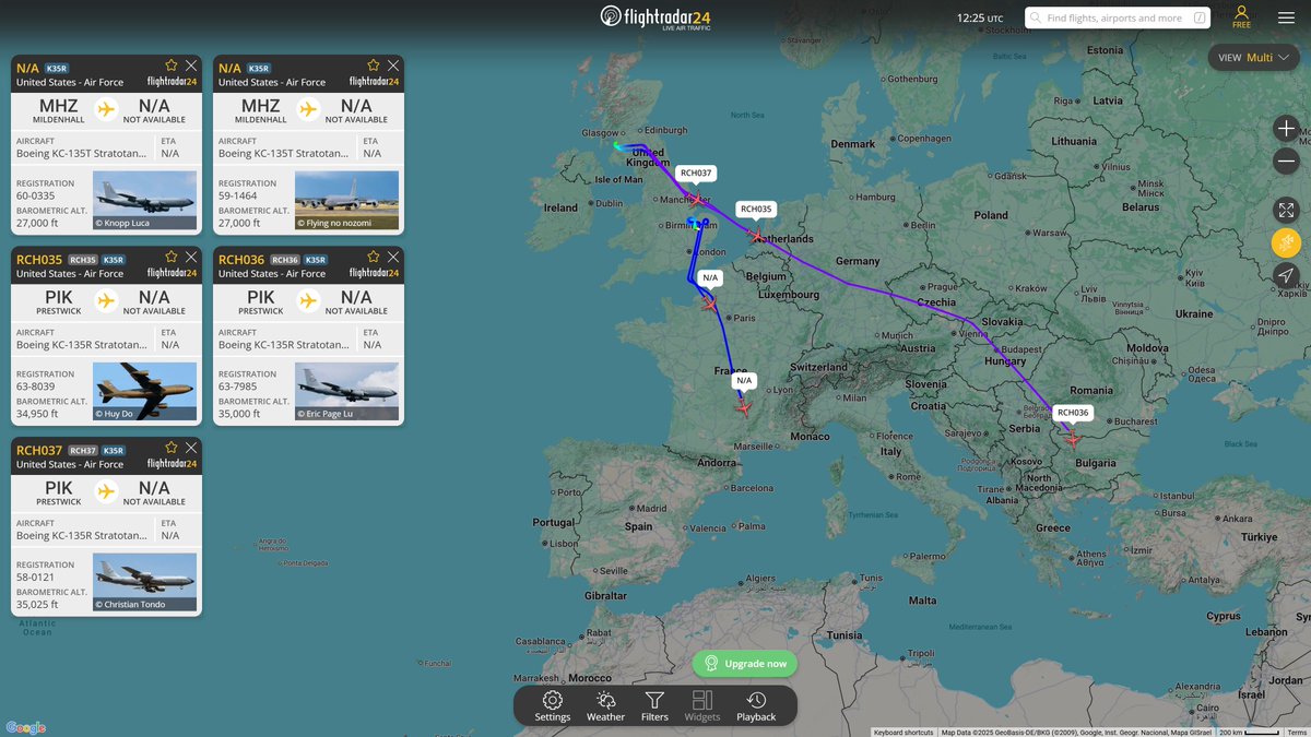USAF planes noted airborne over Europe