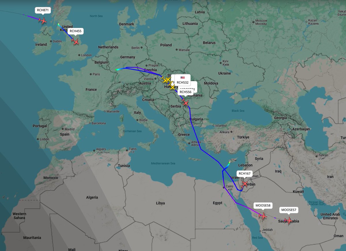 U.S. air bridge active: 10 x C-17s delivering cargo to CENTCOM bases this morning