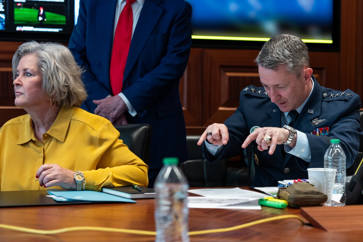 Photos released by the White House showing U.S. President Donald J. Trump and other senior officials, including Vice-President JD Vance, Secretary of State and National Security Advisor Marco Rubio, Secretary of Defense Pete Hegseth, and Chairman of the Joint Chiefs of Staff General Dan Caine, in the Situation Room during tonight’s series of strikes against nuclear facilities inside Iran