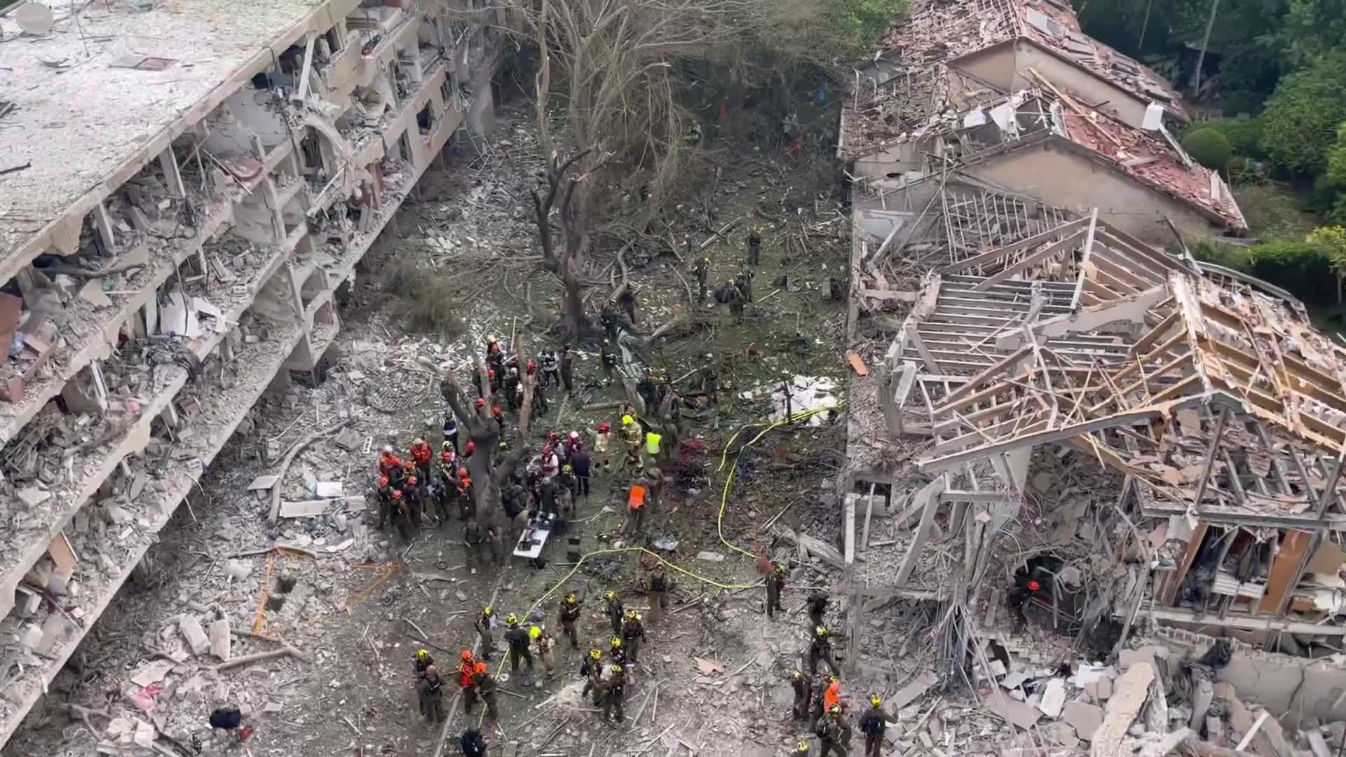The extent of the destruction from the scene of a direct hit in Tel Aviv
