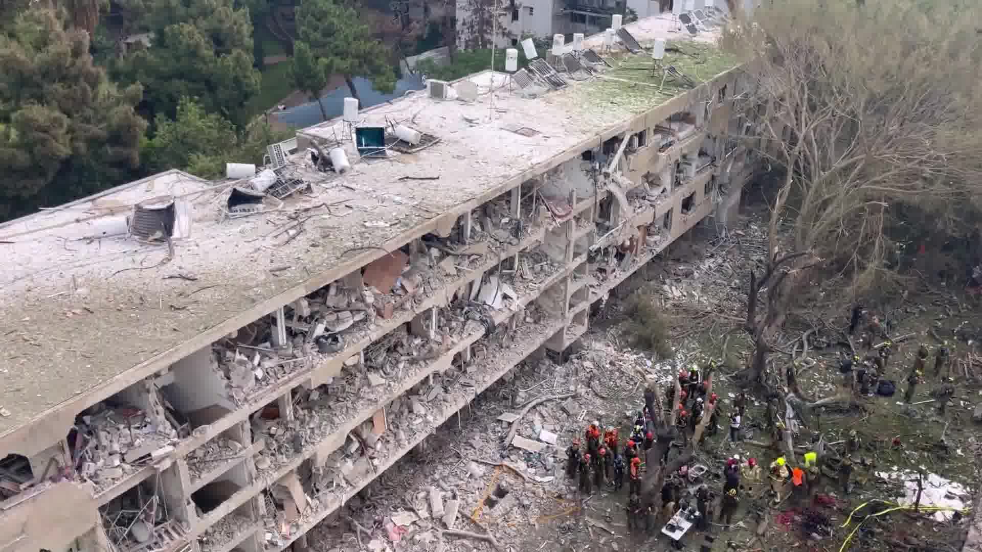 The extent of the destruction from the scene of a direct hit in Tel Aviv