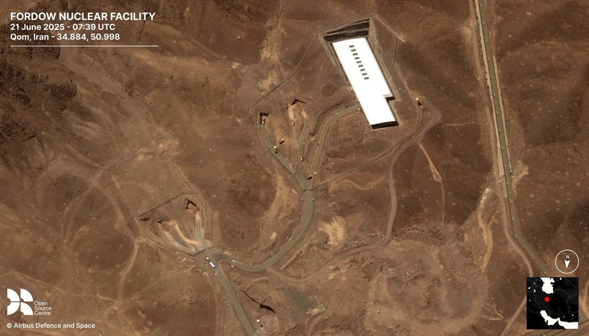 Iran filled the entrance tunnels leading to Fardow nuclear facility with earth on 21 June 2025 — Open Source Centre