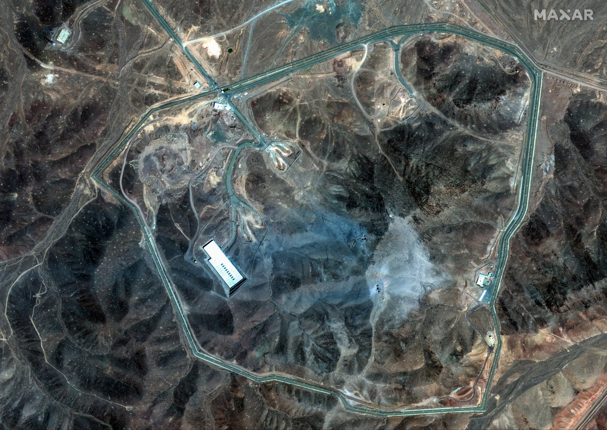 Newly released BEFORE/AFTER satellite imagery of Iran's Fordow enrichment facility. Images 1-2: overview, June 19/20. Images 3-4: overview, June 22