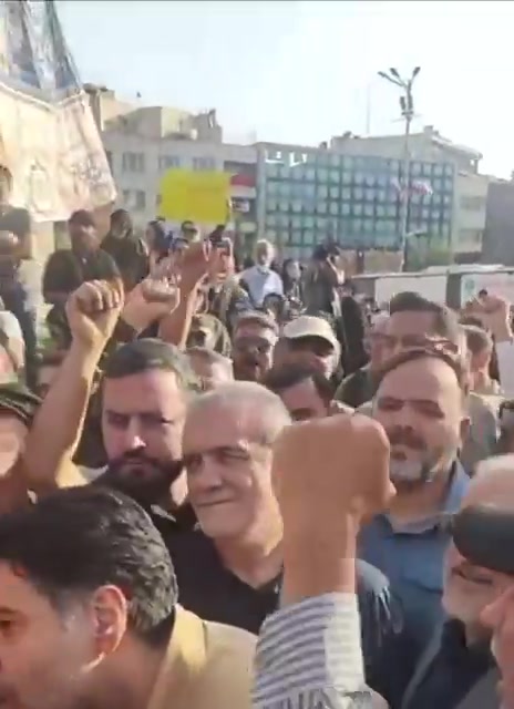 Iran's President, Masoud Pezeshkian, attended a rally in support of the government, earlier today in Tehran