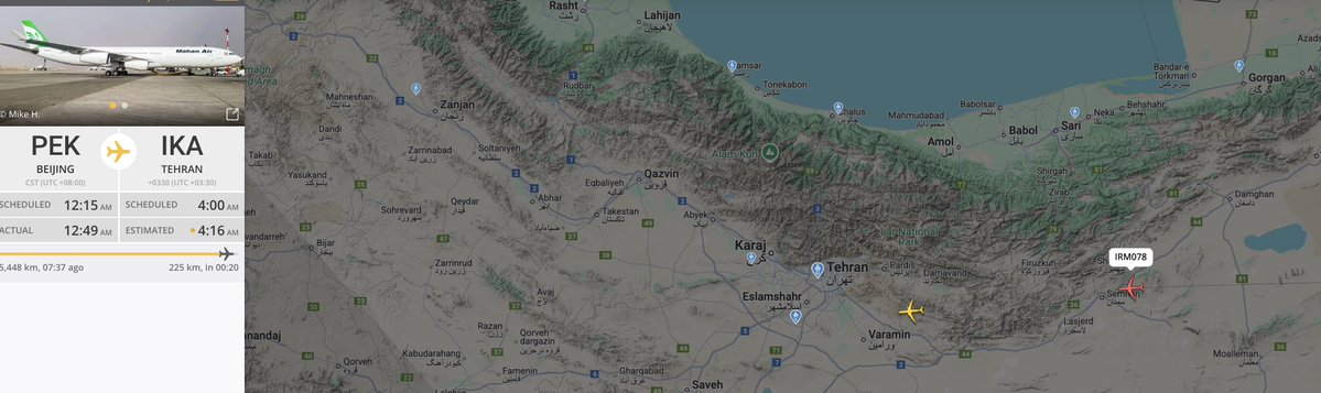 Two Iranians planes coming from China above Iranian airspace