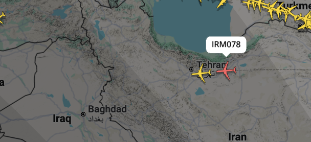 Two Iranians planes coming from China above Iranian airspace