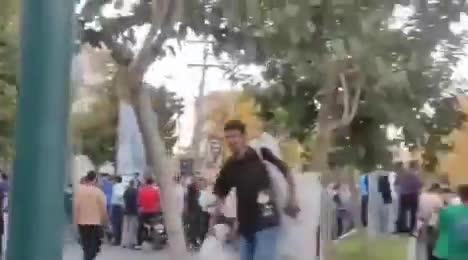 Borujerd, western Iran: Locals rally in front of the electricity department to protest unplanned electricity outages.