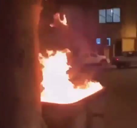 More footage of anti-regime protests in Sabzevar. Protesters block roads with fire and chant slogans such as Down with the dictator and Down with Khamenei