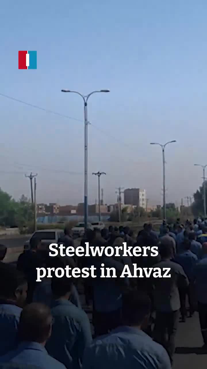 Workers at Iran National Steel Industrial Group in Ahvaz staged a protest on Monday, demanding unpaid wages and benefits, according to videos sent to Iran International