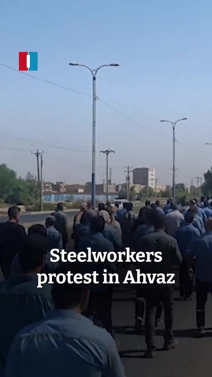 Workers at Iran National Steel Industrial Group in Ahvaz staged a protest on Monday, demanding unpaid wages and benefits, according to videos sent to Iran International